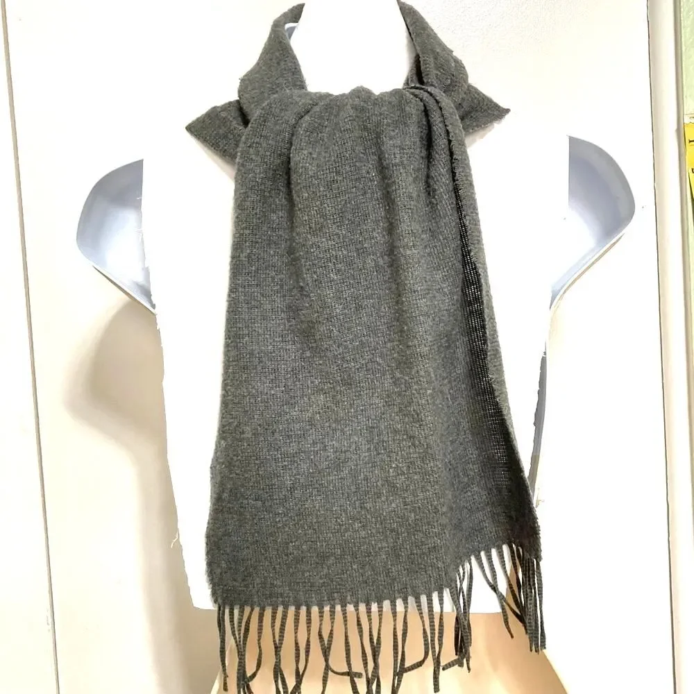 Dress Scarf Grey Gray with Fringe UNISEX 51 x 11.5 inches